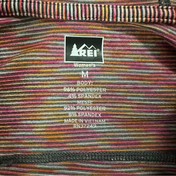 REI ~ Multicolor Pullover Hooded Top ~ size Medium ~ partial zip ~ thumb holes - Picture 9 of 12